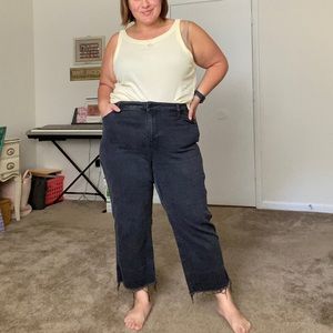 Old Navy Wide Leg Black Distressed Jeans
